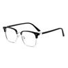 Gafas de miopía de media montura, estilo retro, negras, antiluz azul, para hombre, con protección para los ojos, planas y sin graduaciones.