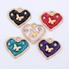 Pingente Único com Incrustação de Diamante, Pulseira Coração Borboleta com Gotejamento de Óleo, Pingente de Colar, Joias DIY, Venda Direta de Fabricantes Internacionais, Pode Ser Misturado em Atacado