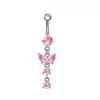 Piercing de Acero Inoxidable para Ombligo Transfronterizo Nuevo Estilo Zircón Rosa Tortuga Flor Anillo para Ombligo Moda Joyería de Piercing Simple