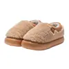 Pantuflas de Lana de Cordero y Algodón para Mujer 2026 Invierno Nuevo para Interiores Hogar Felpa Cálido Exterior Antideslizante de Espalda Cerrada Zapatos de Algodón