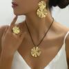 Distintivo Hip Hop Europeo y Americano Aretes Collar traje Moda Diseño de Doble Capa Aretes Anillo de Mujer Simple Versátil
