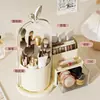 Caja giratoria de almacenamiento de cosméticos, organizador de escritorio a prueba de polvo para brochas de maquillaje, labiales, sombras de ojos, organizador de tocador
