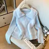 Cárdigan de punto con solapas y doble cremallera de imitación de piel de visón estilo europeo y americano, nuevo suéter de moda otoño e invierno de manga larga para mujer
