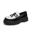 Zapatos de cuero de punta gruesa para hombre transfronterizos, nuevos mocasines slip-on de estilo británico para primavera y otoño, zapatos casuales
