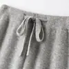 Pantalones de lana 100% australiana de pierna ancha para mujer, ropa exterior de otoño e invierno, pantalones de punto hasta el suelo, de cintura alta, holgados, con caída, pantalones rectos extralargos