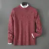 Suéter de Lana Pura con Cuello Redondo Bai Cai Rong Otoño/Invierno para Hombre, Suéter de Punto Jacquard Grueso Casual Popular para Edad Media, Capa Base