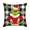Funda de Almohada Navideña Transfronteriza de Comercio Exterior Grinch Divertida Almohada Cuatro Piezas Sofá Decoración del Hogar Cojín Personalización