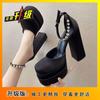 Sandalias impermeables de plataforma de altura pequeña sandalias de punta cerrada tacones altos para mujer tacón grueso moda de otoño Mary Jane