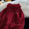 Sudadera con capucha engrosada para hombre, sudadera estampada con letras, capa base superpuesta, forro polar de zorro plateado, sudadera con capucha estilo americano, sudadera con capucha para estudiante