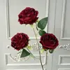 Flores Artificiales de Rosa en Capas de 3 Cabezas con un Toque de Alta Gama para Decoración del Hogar, Adornos de Flores Falsas, Accesorios para Fotografía y Flores Artificiales de Exportación