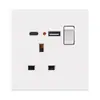 Tipo 86 Estándar Europeo Estándar Británico Enchufe Británico de 13A Piel Blanca Tipo 146 Panel de Enchufe de Interruptor para Cocina Exclusivamente para Exportación