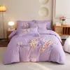 Conjunto de cama de quatro peças de algodão integral, tamanho grande, escovado, qualidade A, para outono e inverno, conjunto de cama espesso de algodão puro, conjunto de três peças de desenho animado