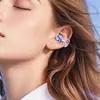 Auriculares Bluetooth Inalámbricos con Clip para Oreja Corazón Rosa Calado Hebilla de Oreja de Media Luna Hebilla de Diamante Desmontable Joyería de Moda Decorativa para Mujeres