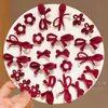 Accesorio para el Cabello de Año Nuevo Rojo Pinza para el Cabello con Lazo de Terciopelo para Mujer 2026 Nuevo Tamaño Pequeño Pinza de Pico de Pato Pasador Accesorio para el Cabello