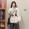 Moletom Solto com Gola Redonda Estilo Novo 2026 para Mulheres, Versão Coreana para Primavera e Outono, Forrado com Fleece e Espessado, Jaqueta de Manga Longa Estilo Preguiçoso, Marca da Moda