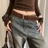 Cinturón Vintage Melard con Adorno de Gamuza para Mujer, Estilo de Nicho de Alta Gama, Adecuado para Vestidos y Jeans, con Decoración de Hebilla