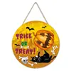 Decorações de porta redondas tridimensionais de madeira maciça personalizadas criativas transfronteiriças para Halloween placa de porta pendurada de madeira