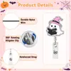 Porta Credencial Halloween Fantasma Acrílico con Clip de Cocodrilo Retráctil Tirón Fácil Carrete Giratorio Regalo Médico Clip de Tirón Fácil