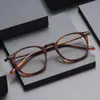 Armazón de anteojos de prescripción retro japonés hecho a mano de titanio puro ultraligero, anti-luz azul, de montura ancha, modelo unisex V6005T
