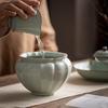 Tianqing Lavabo para Té Ru Kiln Jianshui Porcelana Ru de Fisura Abierta Cubo para Residuos de Té para Cultivar Tanque Lavabo para Té Cerámica Accesorios para Juego de Té Kung Fu