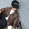 Jaqueta de Outono para Meninos 2067 Nova Moda Primavera/Outono Coreana Estilosa Jaqueta de Couro para Menino Pequeno