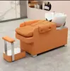 Cama de Champú de Lujo Personalizada para Salón de Peluquería, Elegante Cama de Lavado para Salón de Peluquería, Silla de Champú Semi-Reclinable con Lavabo Cerámico para Salón de Peluquería