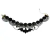 Collar de Halloween Europeo y Americano para Mujer, Cadena para Clavícula con Colgante de Murciélago Oscuro Gótico, Accesorio Gargantilla de Encaje Negro y Perlas Negras