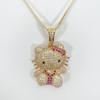 Estilo Hip Hop Lindo Dulce Diamante Gato KT Colgante Collar Anillo Aretes Gato de Dibujos Animados Colgante Traje Elegante