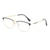 Nuevo marco metálico de media montura para cejas, gafas retro, marco para hombres, se puede equipar con lente plana avanzada anti-luz azul para miopía, al por mayor 25