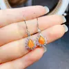 Venta al por mayor de fábrica Populares Pendientes de Ópalo de Fuego Natural Plata S925 Incrustado Piedra Principal 6*8 Joyería de Lujo Venta Directa de Fábrica