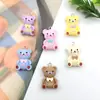 Urso Desenho Animado Fofo com Laço Acessórios DIY Cola de Creme Resina Chaveiro Brincos Pulseira 3D