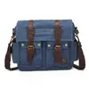 Em estoque atacado estilo retrô europeu e americano lona com couro crazy horse bolsa de ombro masculina bolsa carteiro neutra bolsa casual para todas as ocasiões
