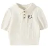 Top de punto de seda helada de manga corta para niña estilo coreano 2026 primavera-verano nuevo y moderno camiseta para niños