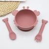 Silicona de grado alimenticio vajilla para suplementos alimenticios infantiles tazón de cangrejo de dibujos animados cuchara tenedor traje de alimentación resistencia a caídas no debe deformarse