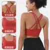 Top de yoga transfronteiriço com design de costas cruzadas, sutiã esportivo à prova de choque e com suporte, top fitness