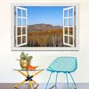 Cenário Florestal: Adesivos de Janela Falsa Criativos Populares com Efeito 3D para Decoração de Sala de Estar e Quarto de Casa Adesivos de Parede
