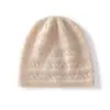 Gorro de punto jacquard calado, nuevo estilo otoño/invierno, 100% cachemira pura, cálido y protege los oídos, color liso, gorro versátil