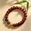 Pulseira de Contas Cilíndricas Estilo Antigo de Jacarandá Preto, Sândalo Roxo, Jade Claro Vermelho-Verde, Jade Branco, Raiz de Bodhi, Joias de Estilo Étnico Atacado