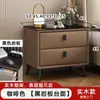 Mesita de noche de cuero, moderna y simple, para uso en el hogar, lujo ligero, pequeña, multifuncional, madera maciza, almacenamiento para dormitorio, mesita de noche, mueble de almacenamiento