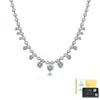 Collar de Plata de Ley S925 con Perlas de Moissanita para Mujer Colgante de Corazón Degradado Cadena para Clavícula Lujo Ligero Artesanía Pesada Accesorios para Fiesta de Noche