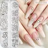 Acessórios para Nail Art 12 Compartimentos Diamante Forma Irregular Fundo Pontiagudo Strass AB Vidro Irregular Pacote Misto de Diamantes Decoração de Unhas