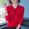 NUNBAI Prendas de Punto Primavera y Otoño Mamá de Mediana Edad Conjunto de Otoño Estilo Occidental Holgado Versátil Suéter Base de Manga Larga para Mujer