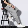 Pantalones Deportivos Casuales Ajustados de Marca Nueva Tendencia para Hombre de Verano Elásticos de Seda Helada tipo Jogger Holgados Largos Deportivos