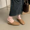 Meias Pantufas Femininas com Biqueira em Couro Genuíno para Uso Externo de Verão Meias Pantufas Estilo Fada Sapatos Mule Slip-On Macios com Solado Plano