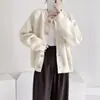 Suéter Feminino Gola Redonda 2024 Outono e Inverno Novo Estilo Coreano Senso de Design Cardigã Tricotado Casual de Cor Sólida com Botões
