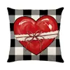 Funda de Almohada con Estampado de Cuadros Clásico Transfronterizo Día de San Valentín Letra Roja Amor Decoración para el Hogar Sofá Cojín