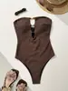 2026 Moda Estrangeira Amazon Maiô Sexy de Peça Única Liso com Pedraria Body Justo Europeu e Americano para Mulheres