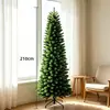 Árbol de Navidad artificial verde de PVC con luces, estilo delgado tipo pluma, decoración navideña al por mayor