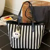Bolso Tote Rayado Clásico de Moda, de Alta Gama para Viajar, Simple y Versátil Estilo Coreano Ins Bolso de Hombro Grande para Mujer