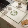 Alfombrilla de drenaje para cocina vintage, alfombrilla para secar vajilla y control de agua, alfombrilla antideslizante para encimera, aislante térmico de tierra de diatomeas, posavasos absorbente